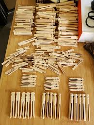 HUGE Vintage Lot Wood Clothes Pins Round Flat Crafts Mixed Lot 205 pieces | eBay