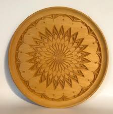 Hand Carved Wood Plate 12" w/ Abstract Floral Design by Arne ...