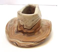 Comanche Brown Swirl Clay Pottery Cowboy Hat Desktop Card ...