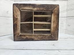 6 Compartment Vintage Clear Window Lid Rustic Keepsake Box ...