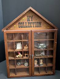Vintage My Collection House Shaped Display Cabinet with miniatures. B Home decor accents