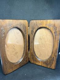 vintage 5x7 wooden double photo frame with | Mercari