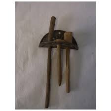 Antique German Dollhouse Tin Wall Holder with Three Wood ...