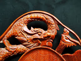 Vintage Chinese Huanghuali Wood Carved Dragon Tray | eBay