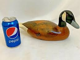 BRIEMLE HANDCRAFTED WOODEN DUCK DECOY WHITE/BLACK FACE GLASS EYES VINTAGE | eBay Australia
