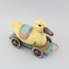Retro Vintage Yellow Duck Folk Art Decorative Pull... | Depop