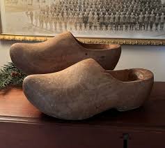 Antique Hand Carved Rabbit Fur-lined Dutch Wooden Clogs: Ca ...