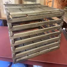 Vintage Wooden Egg Crate With Handle - Badger Egg Carrier ...