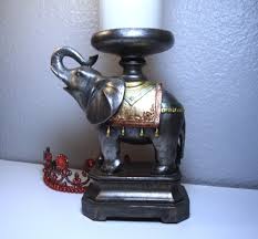 Vintage Turtle King Elephant Candleholder: Silvery Ceramic ...