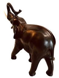 Vintage Elephant Sculpture Statue Tusks Trunk Up Solid ...