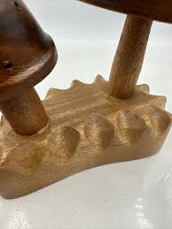 Vtg Wood Mushrooms Toothpick Holder Leilani Handcrafted ...