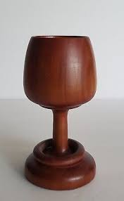 Wood Goblet Chalice Ring Around Stem Hand Carved 5 1/2 ...
