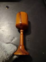 VINTAGE TALL SMALL WOOD GOBLET 6.75" TALL LIGHT COLOR | eBay