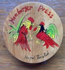 hamburger press handpainted hand painted wood wooden vintage ...