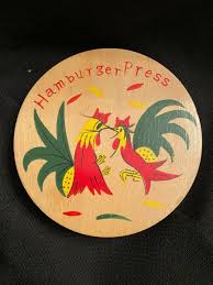 Vintage Fighting Rooster Hand Painted Wooden Hamburger ...