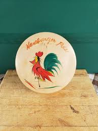 Hand-painted Wood Hinged Hamburger Press Rooster 1960s Retro ...