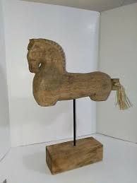 Wood Carved Horse Statue 20 x 18 Solid Wood | eBay