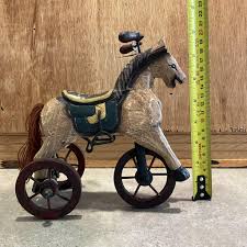 Vintage Small Wood Horse With Wheels Figurine, Tricycle ...