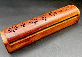 Vintage Pierced Carved Wood Incense Box Burner, With Storage ...