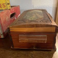 Vintage Antique Wood Inlaid Jewelry Box W / MIRROR VGC L@@K ...