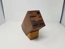 Vintage 8 Slots Wooden Knife Block | eBay