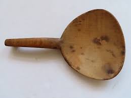 Antique 19th Century Large Wood Butter Paddle w/ Notched Handle Tiger Grain | eBay