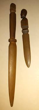 2 Vintage Hand Carved Wooden African Tribal Letter Openers ...