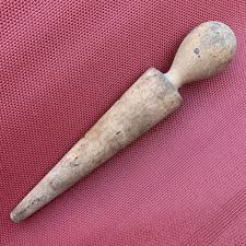 Vintage Primitive Wooden Wood Cone Shaped Pestle Food ...