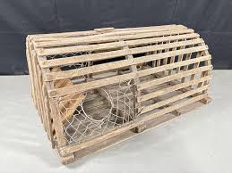 Sold at Auction: Wood Lobster Trap. Measures roughly 36in x 25in x 16.5in