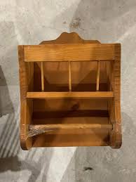 60s WALL RACK Pine WOODEN Handcrafted Solid Dowel Rod Allows ...