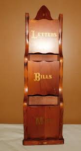 Vintage MCM 3 Tier Wood Wall Mount Letters Bill's Holder ...