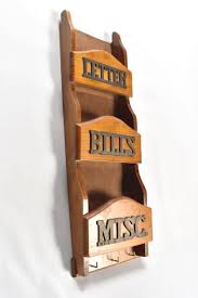 Vtg Wood 3 Slot Wall Sorter LETTERS BILLS MISC Hanging Rack ...