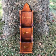 Vintage Wooden Three Slot Letter/mail, Paper Holder for Wall ...