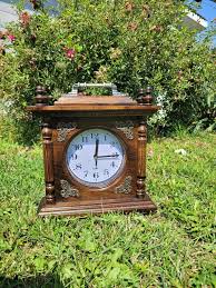Handmade Walnut Table Clock: Vintage Style Mantel Clock, Rustic Decor - Etsy Israel