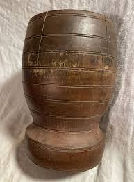 Early Antique Treen Turned Wooden Druggist Apothecary Mortar old red paint | eBay