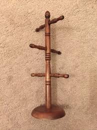 Vintage Dark Wood Mug Tree | eBay