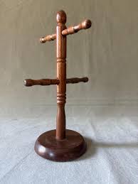 Vintage Mug Tree - All Wood - Dark Finish - Etsy Israel