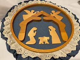 Vintage Handmade 10" Round Wooden Manager Wall Hanging with ...