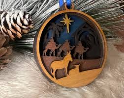 Handmade Nativity Scene Ornament: Layered Wood Christmas ...