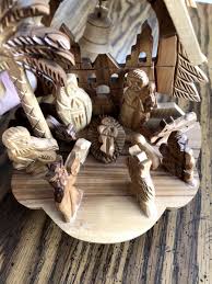 Vintage Handcarved Wooden One Piece Nativity Scene 8” Tall. Palm Trees | eBay