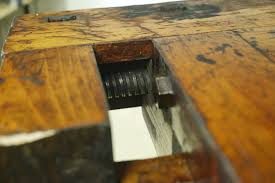 Antique Oak Wood Carpenters Work Bench Table w Vices For Sale at 1stDibs | work bench desk with drawers