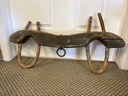 Antique Wooden Ox Double Yoke Primitive Wood Iron Hardware Farm Tool | eBay