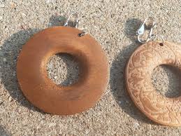 Natural Boho Wooden Hoop Clip on Earrings - Etsy