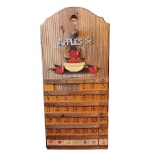 Red Apples Handmade Handpainted Wooden Vtg Perpetual Months ...