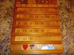 Vintage Wood Perpetual Folk Art Calendar - missing 1 tile ...