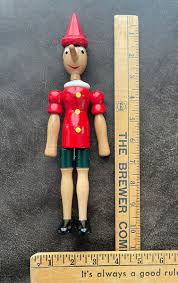 Vtg Pinocchio Doll 10” Tall Wooden Articulated Hand Made Jointed Red Green Italy | eBay