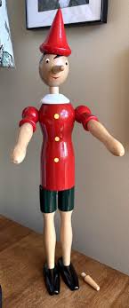 Vintage Wooden Pinocchio 19.5" Tall Wood Figure With Two Sizes of Noses Beautiful Wood Character With Bendable Limbs - Etsy