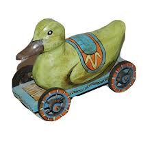 Vintage 1990s Primitive Duck Pull Toy on Wheels Wooden Rare | eBay