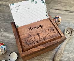 Recipe Card Box: Custom Wood Recipe Box, Acacia Wood Recipe ...