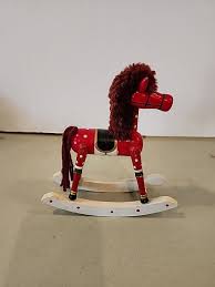 Vintage Red Wooden Rocking Horse Christmas Decoration - 6.5 ...